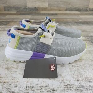 Hey Dude Sirocco Sport Color Stripe Womens Shoe Sz 7 Gray Purple Slip On Sneaker